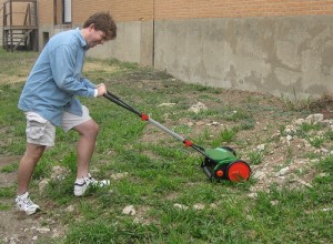 george mowing rocks george mowing rocks